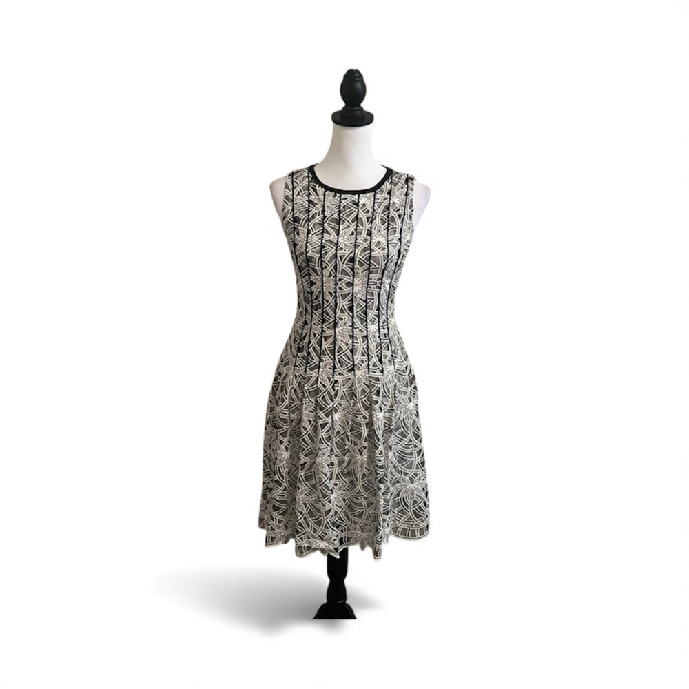 ANTONIO MELANI Black and White Patterned Dress